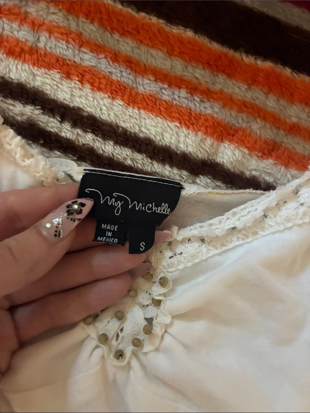 My Michelle Cream Lace-Trim Camisole with Crochet Detail